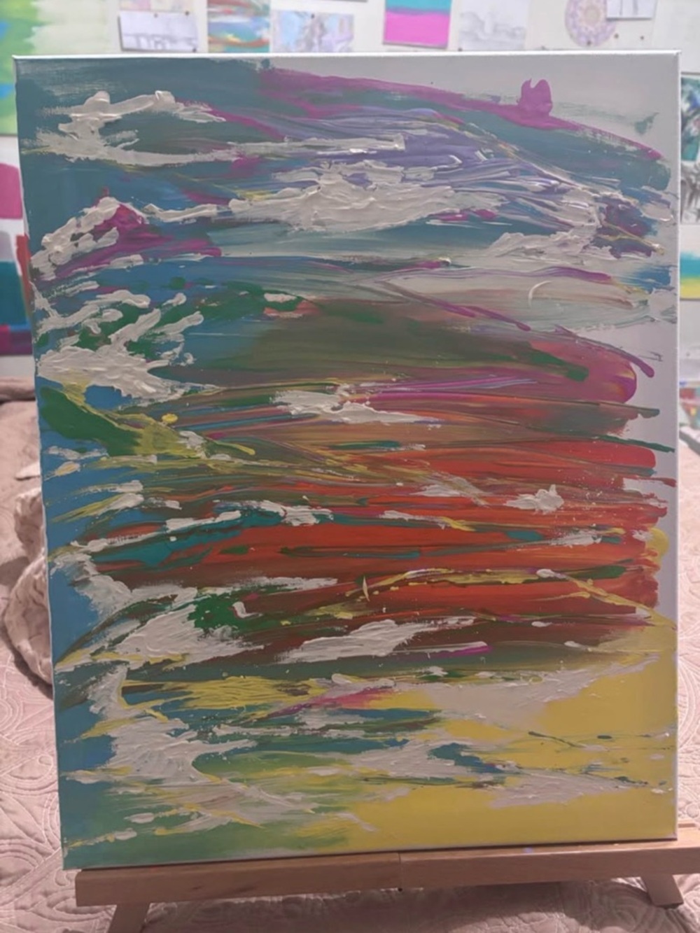 Abstract Multicolor Wave Canvas Art